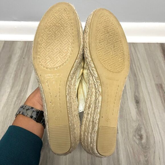 Toni Pons Sandals Women’s 41 Bernia Metallic Leather Wedge Peep Toe Espadrille - Picture 6 of 8